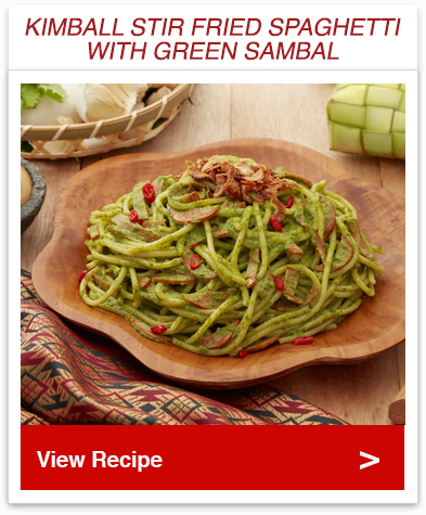 Stir Fried Spaghetti with Green Sambal (Spaghetti Goreng Sambal Hijau)