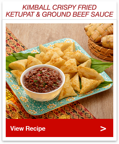 Crispy Fried Ketupat with Ground Beef Sauce