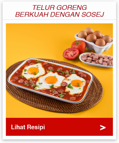 Telur Goreng Berkuah dengan Sosej